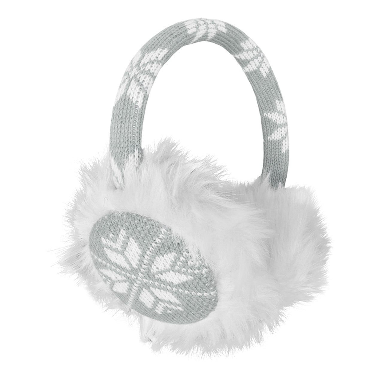 SNOWFLAKE FAUX FUR EARMUFFS GREY