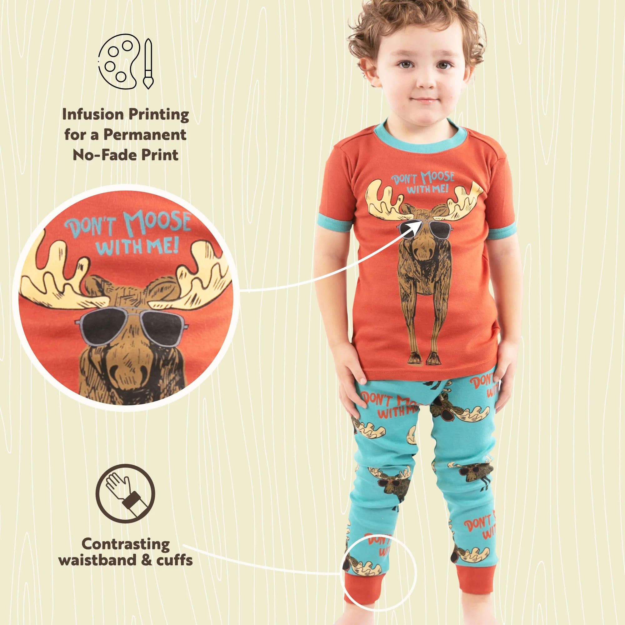 Don't Moose with Me Blue Kid Short Sleeve Set