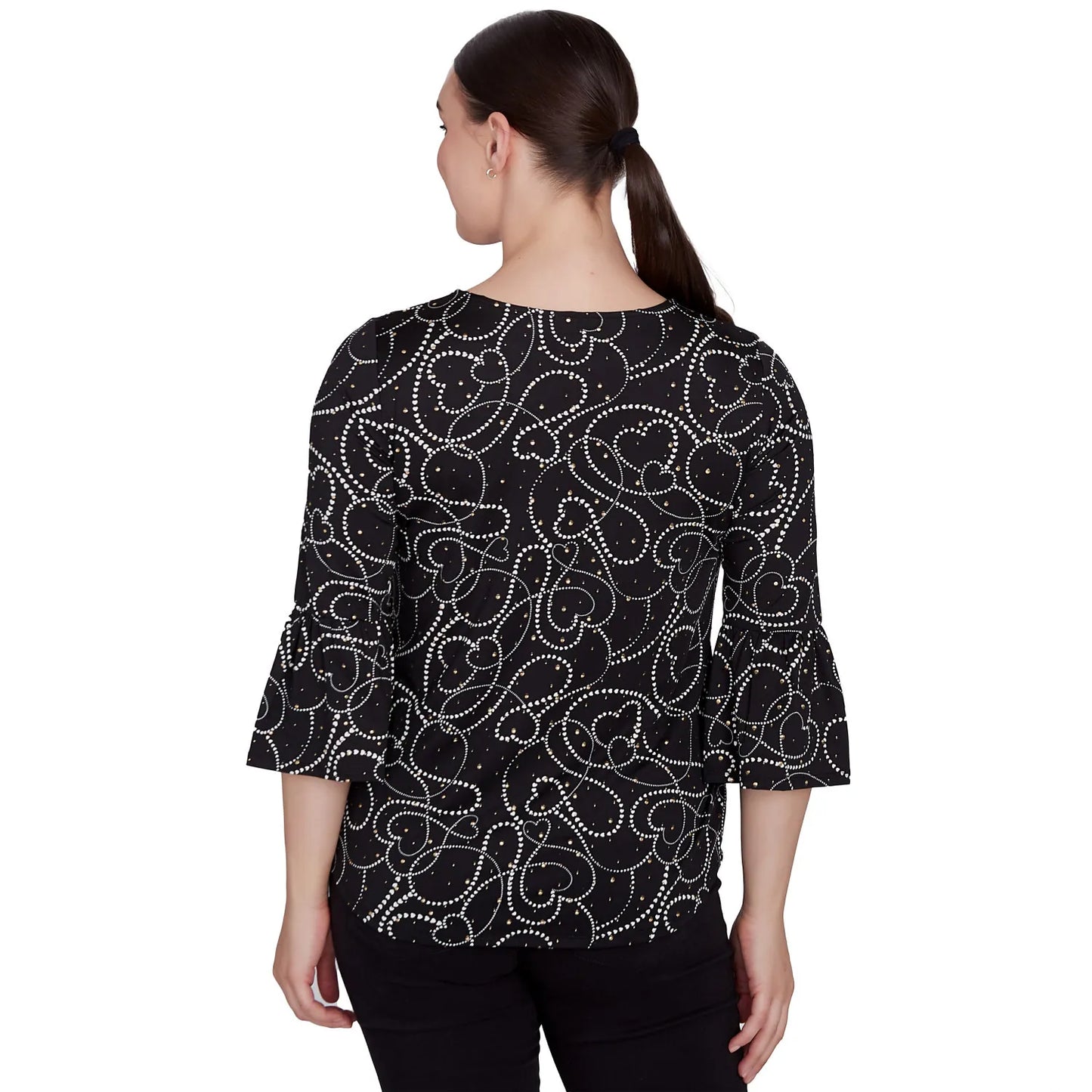 Abstract Hearts Dew Drop Knit Top Black Multi - Ruby Rd