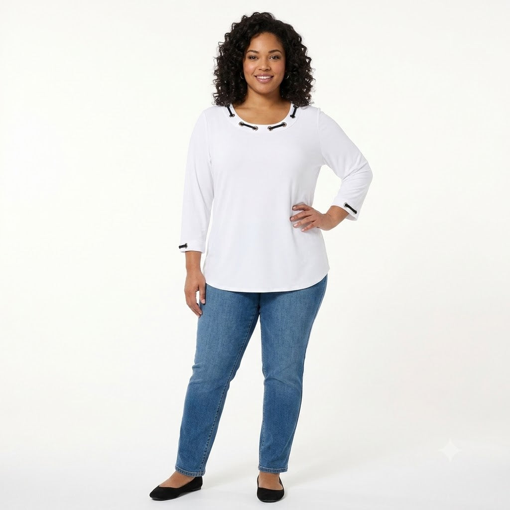 Blusa Blanca con cuello decorado Ruby Rd X
