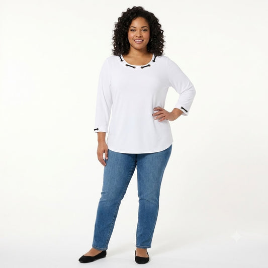 Blusa Blanca con cuello decorado Ruby Rd X