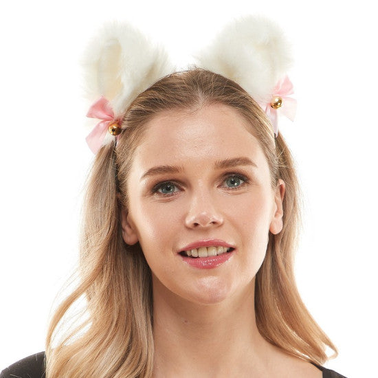 Diadema básica de orejas de gato blancas
