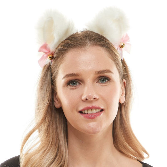 Diadema básica de orejas de gato blancas