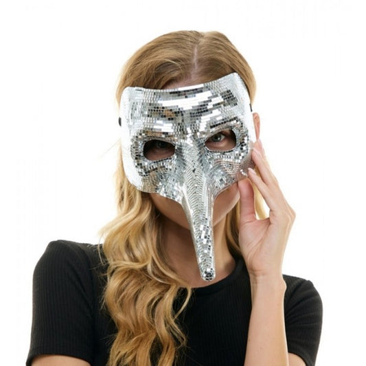 Silver Mirror Plague Doctor Mask