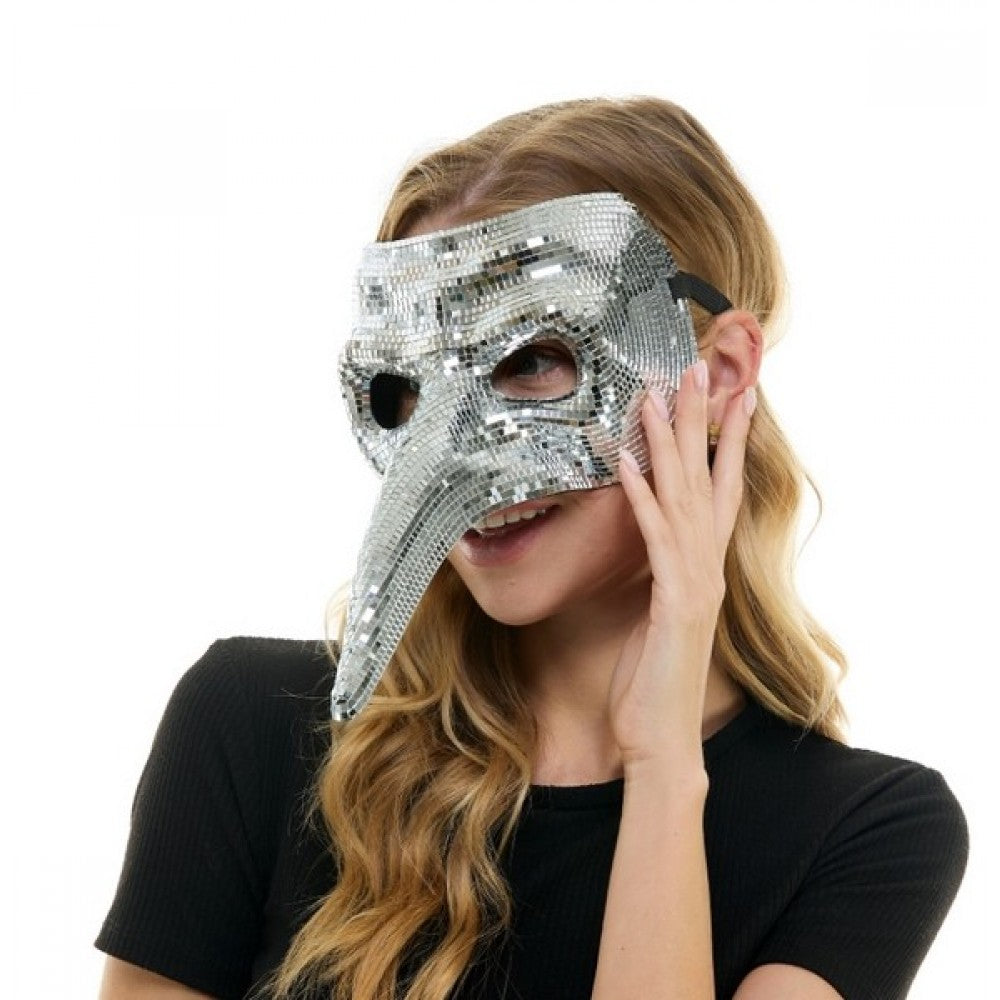 Silver Mirror Plague Doctor Mask
