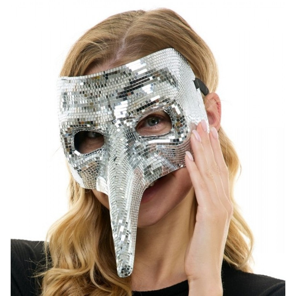 Silver Mirror Plague Doctor Mask