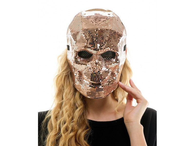 Máscara de calavera espejo oro rosa
