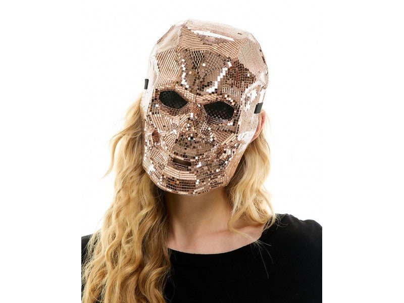 Máscara de calavera espejo oro rosa