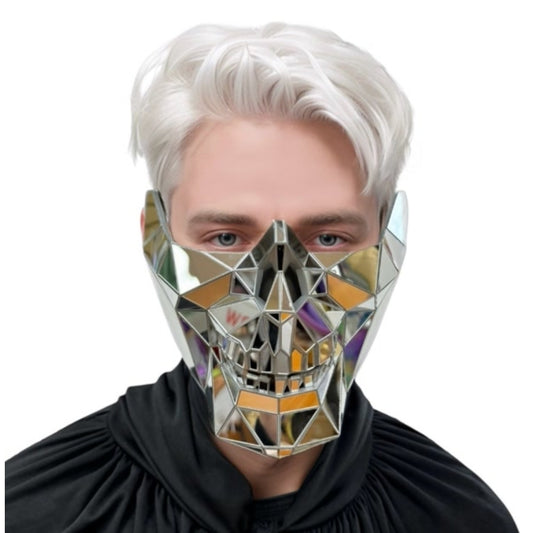 Silver Poly Mirror Half Mask