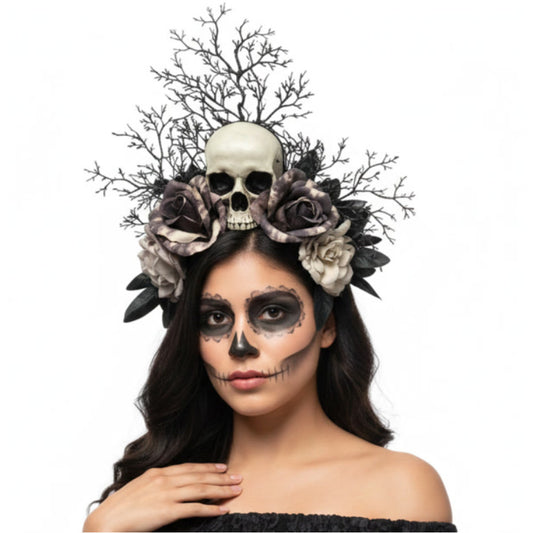 Gothic Skull Floral Headband