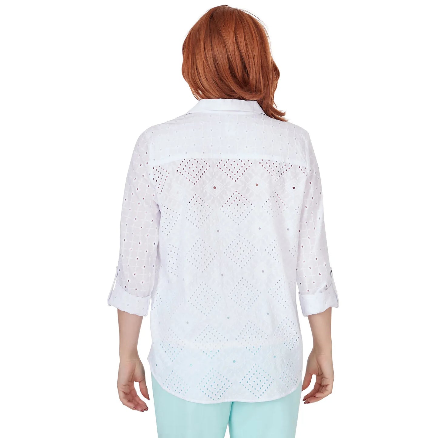 Woven Diamond Cotton Top White  - Ruby Rd