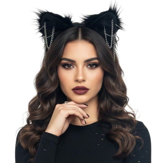 Diadema básica de orejas de gato blancas