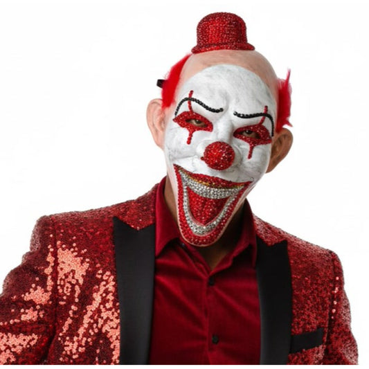 Red  Rhinestone Clown Mask