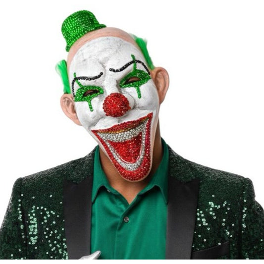 Green Rhinestone Clown Mask
