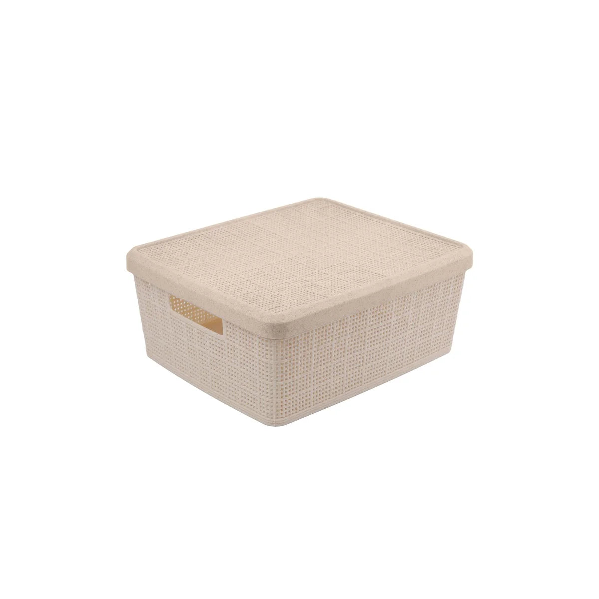 Set of 3 Medium Wheat Straw Storage Baskets with lids
