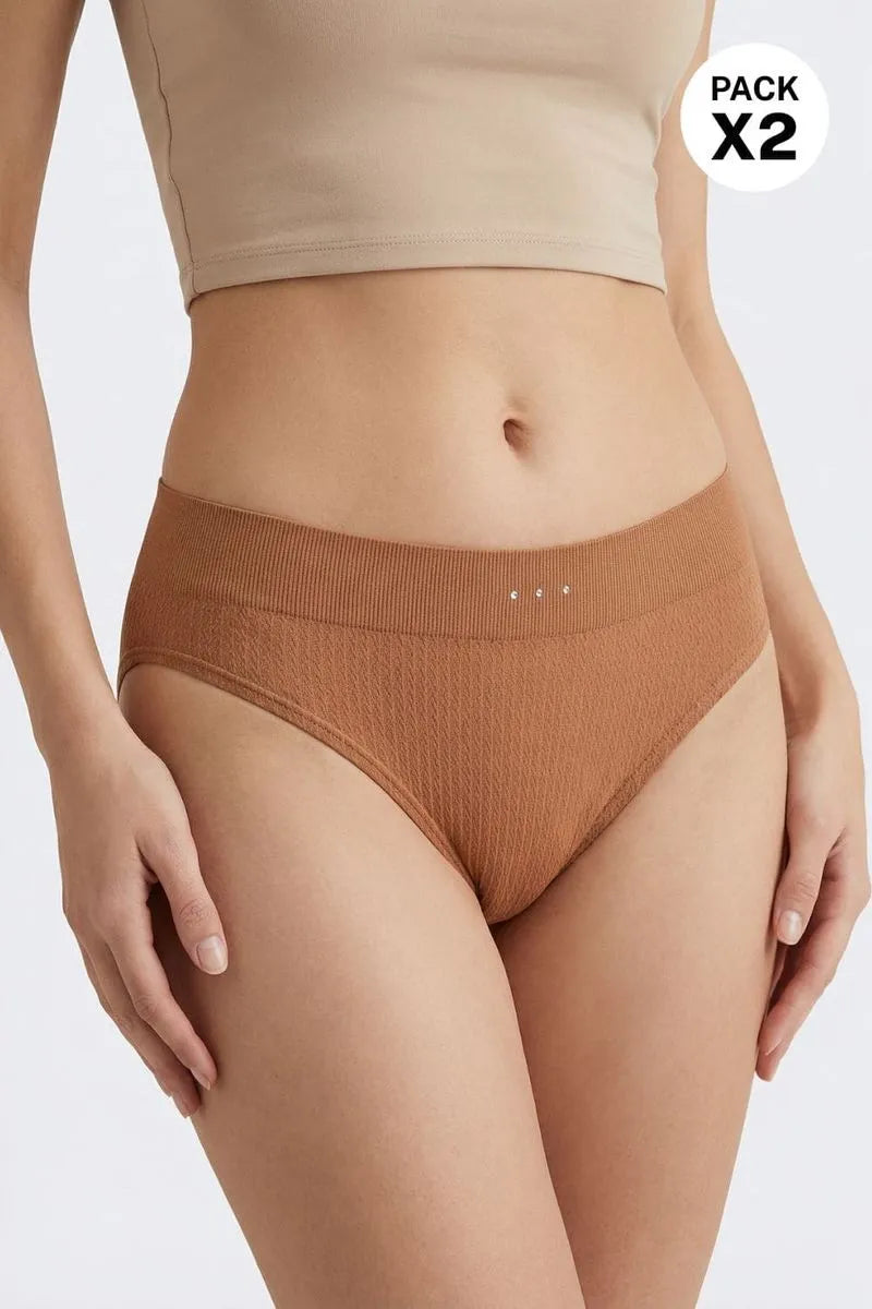 Panty Hipster Con Talle Alto En Seamless Paquete X2
