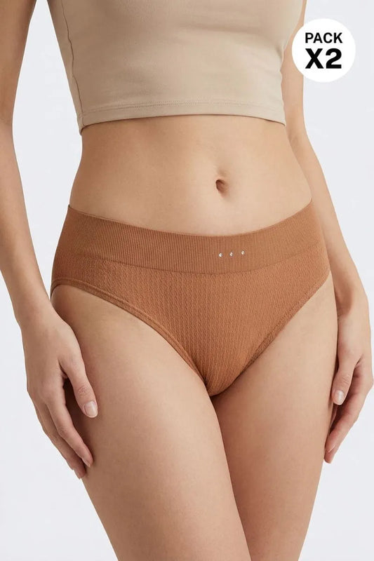 Panty Hipster Con Talle Alto En Seamless Paquete X2
