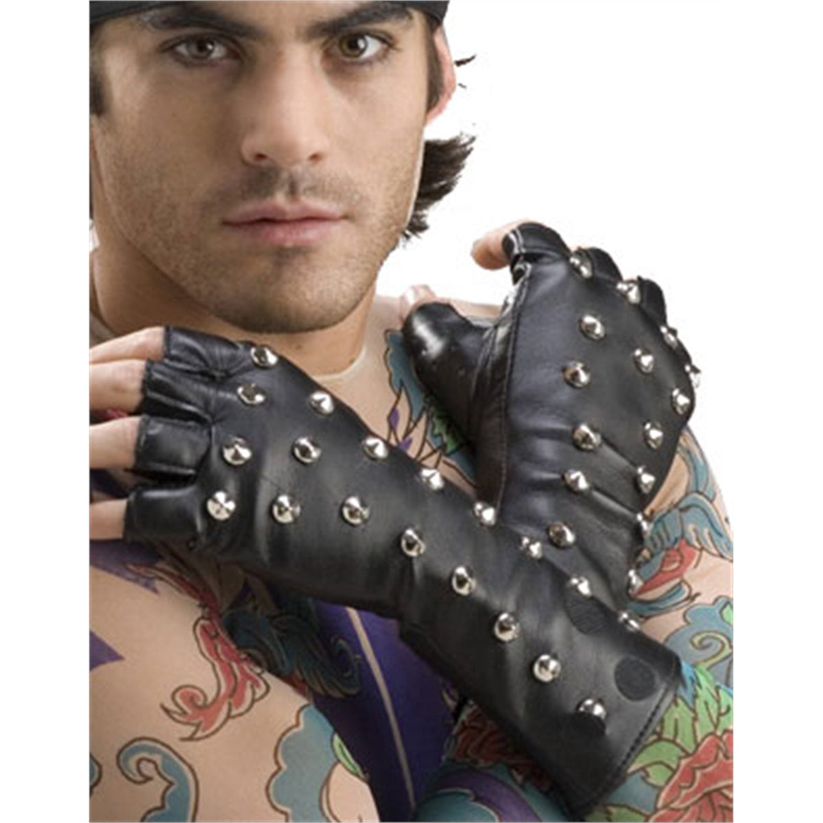 Studded Fingerless Gloves