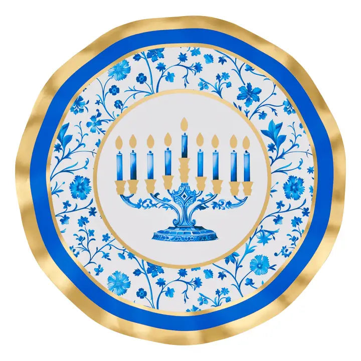 Plato ondulado de ensalada Hanukkah Toile 8"
