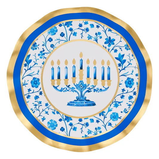Wavy Salad Plate Hanukkah Toile 8"