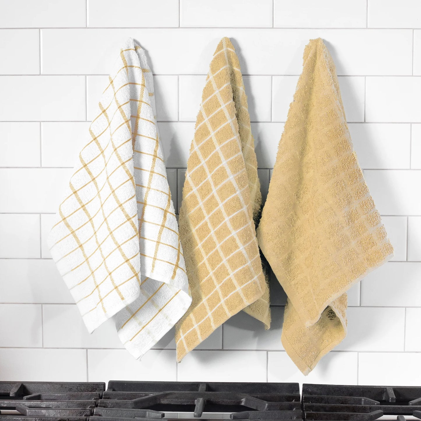 3Pk Terry Kitchen Towel Straw 16 x 25