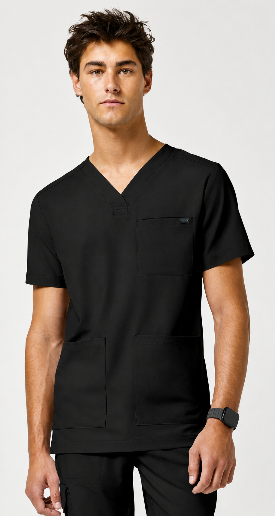 Parte de arriba con cuello en V para hombre, negra