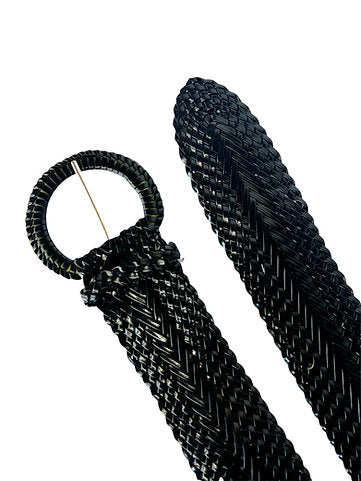 Wide Braided Belt Black