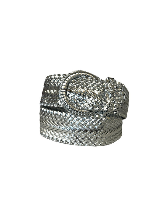 Wide Braided Belt Silver