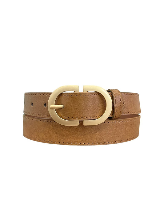 Women's Oval Buckle Belt Tan