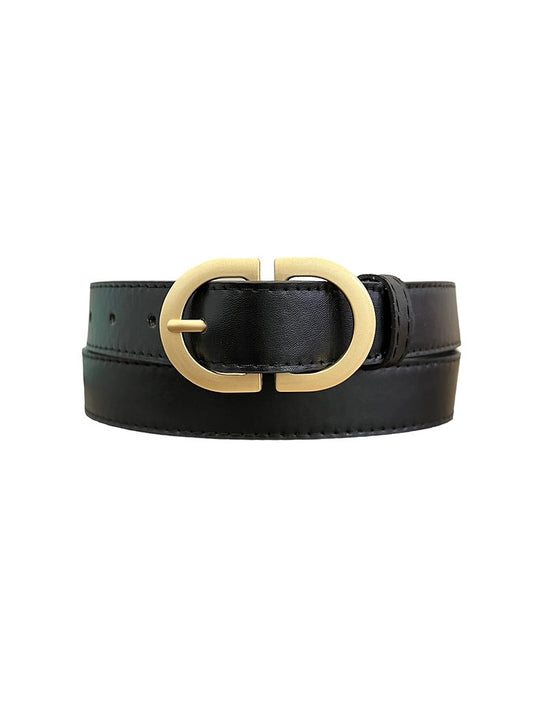 Women's Oval Buckle Belt Black