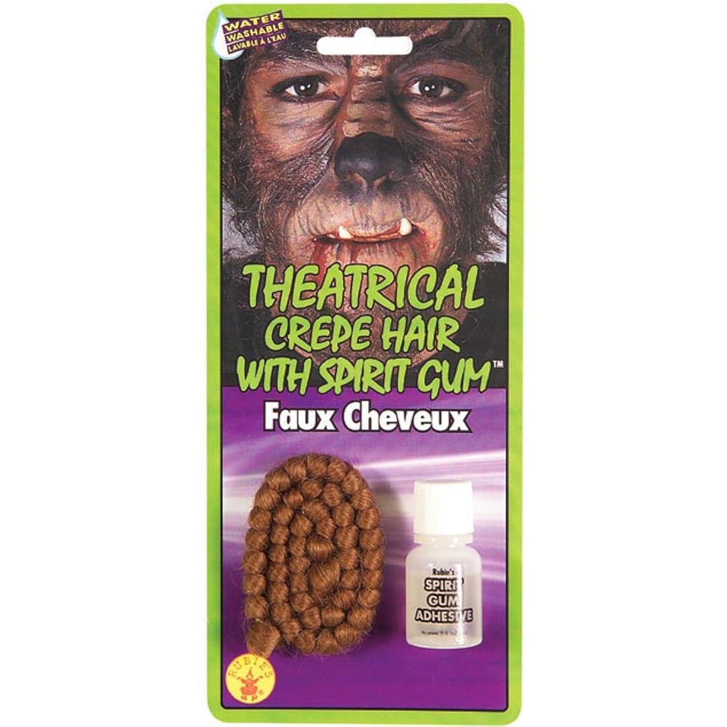 Theatrical Crepe Hair with Spirit Gum Brown