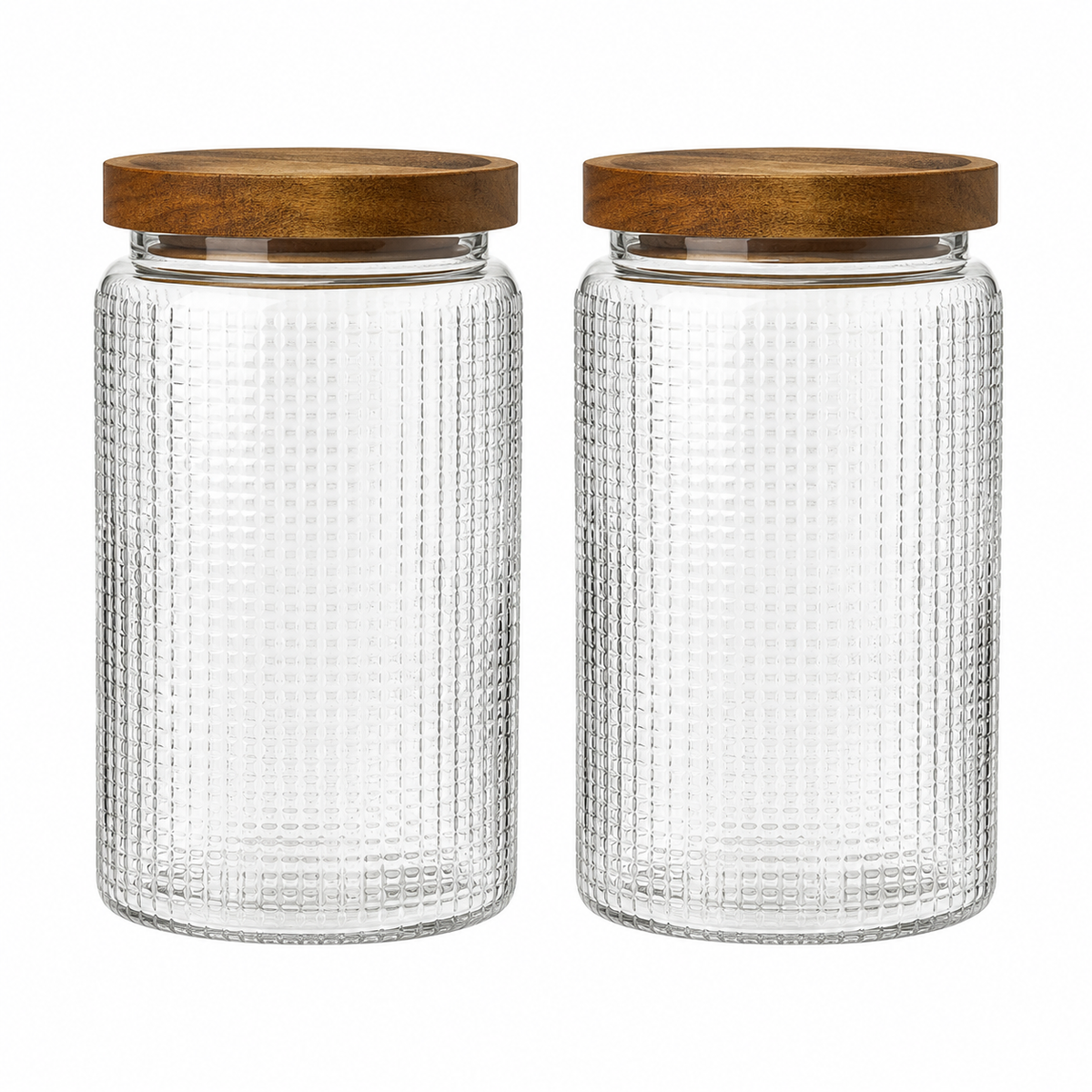 Paquete de 2 botes de vidrio con tachuelas de 33.8 oz con tapa de madera