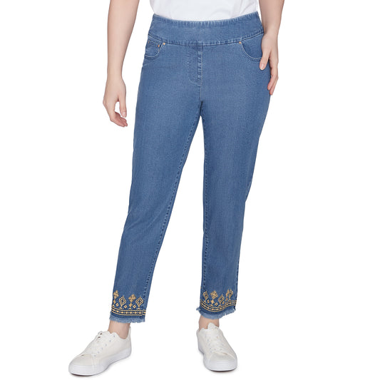 Alt Ankle Pant Emb Medium Blue  - Ruby Rd