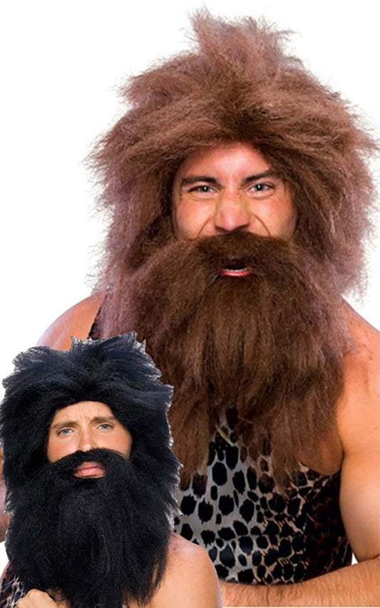 Pre-Historic Cave Man Black or Brown Wig and Beard