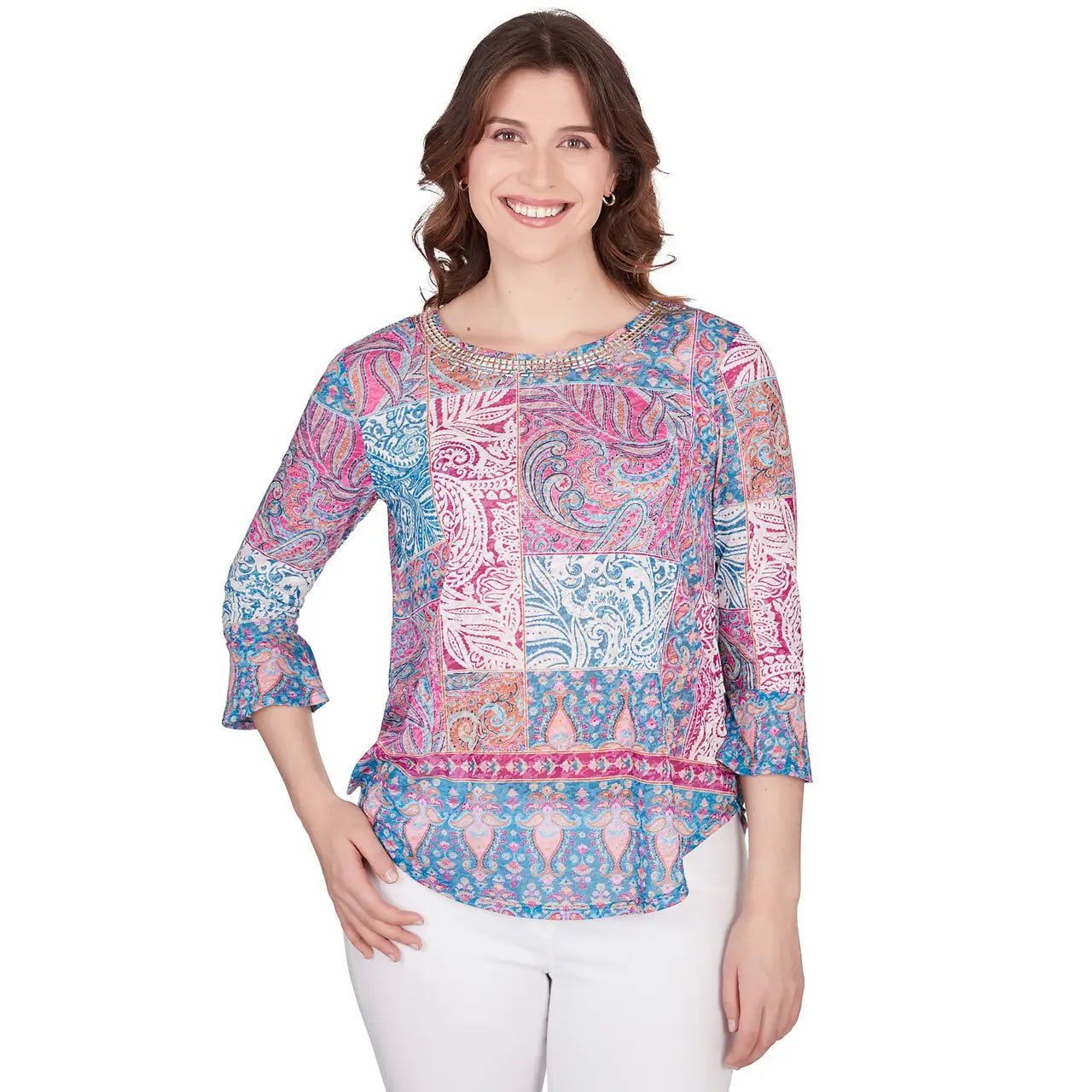 Shangri-La Patchwork Top Mediterranean Blue  - Ruby Rd