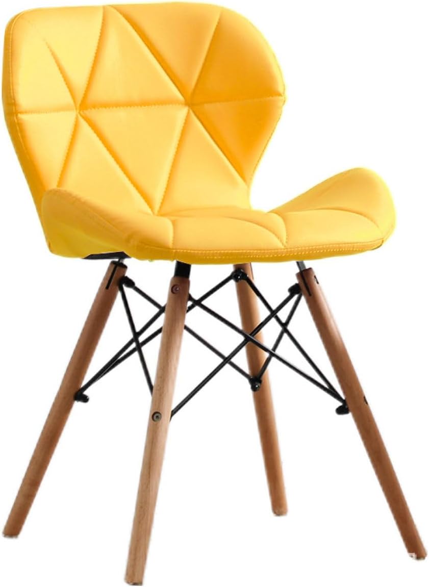 Nordic Tulip Plastic Dining Chair with Soft Cushion Yellow