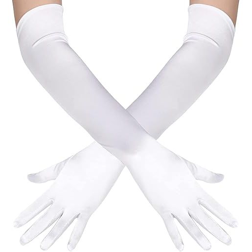 Guantes de satén blancos