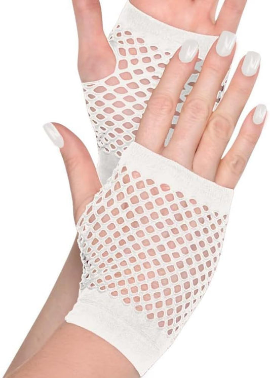 Fishnet Glove Short White
