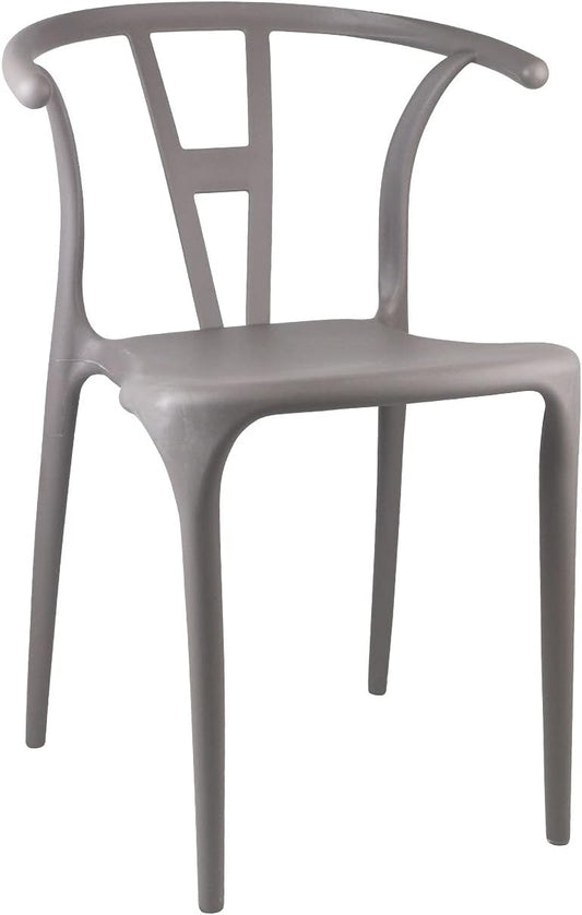 Nordic Style PP Plastic Dining Chair with Backrest Grey