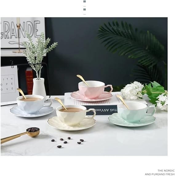 Cup with Saucer and Spoon Pink