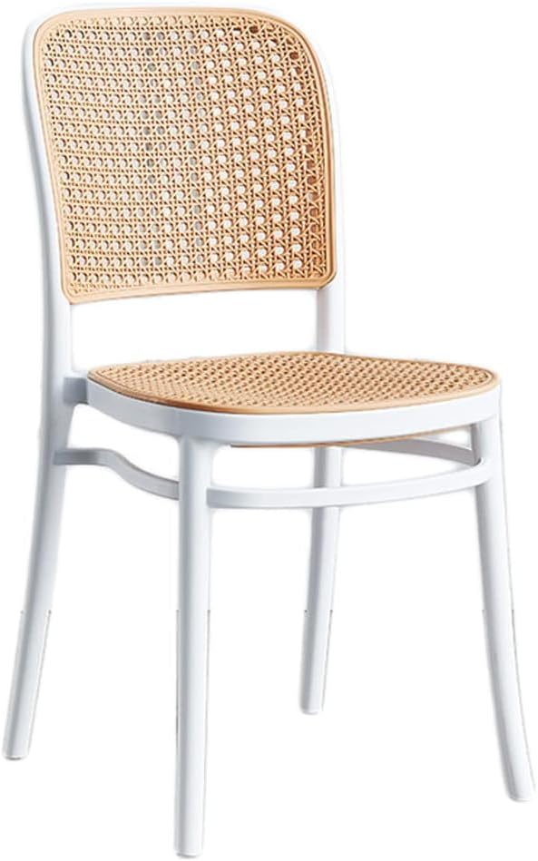 Commercial Rattan -Style Stackable Plastic Dining Chair White