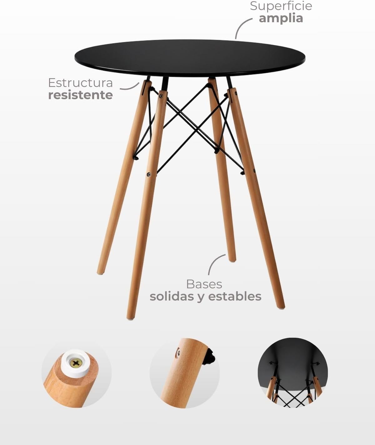 Modern Minimalist Small Round Table Casual Business Black