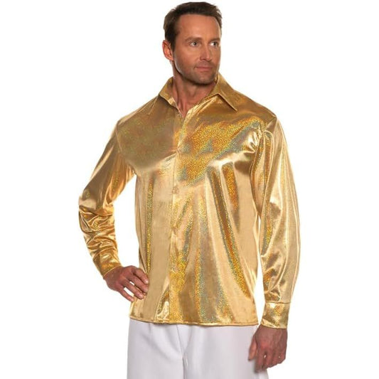 70's Metallic Disco Shirt Gold