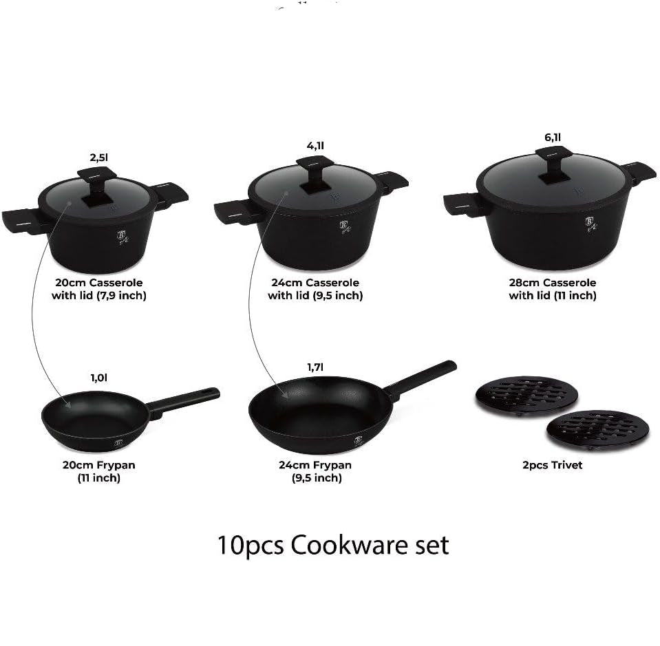Cookware Set  Black / Silver 10pcs