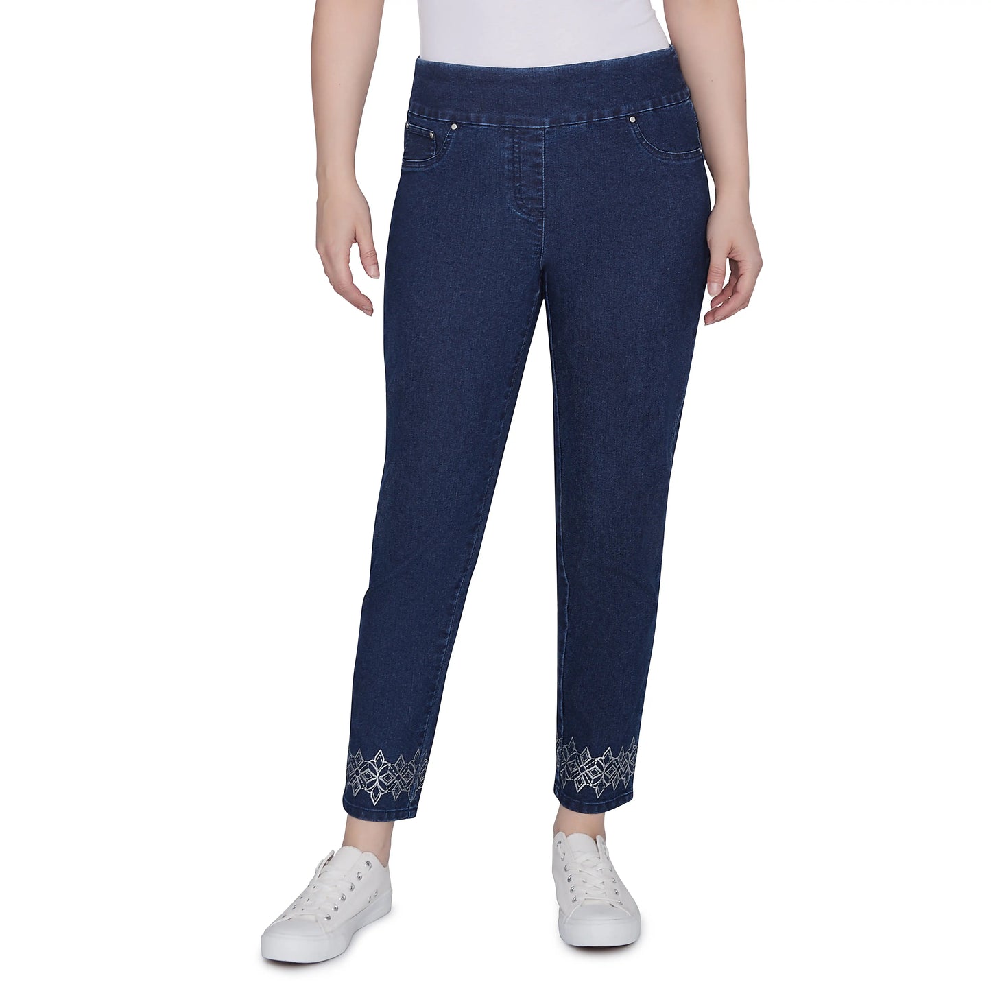 Pull On Extra Stretch Foiled Jeans Dark Indigo - Ruby Rd