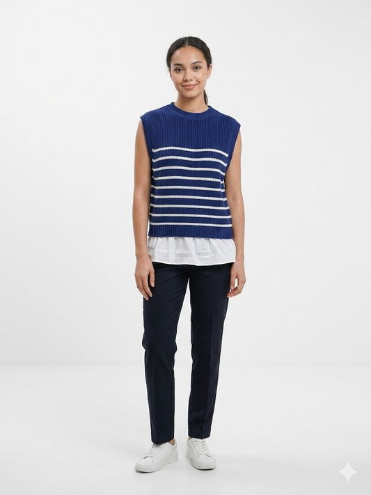 Crew Stripe Vest Navy Combo