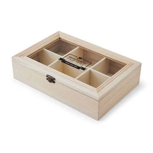 Wooden Tea Box with Window and Lid