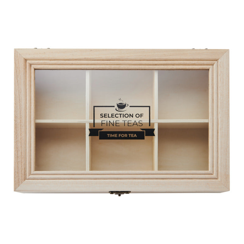 Wooden Tea Box with Window and Lid