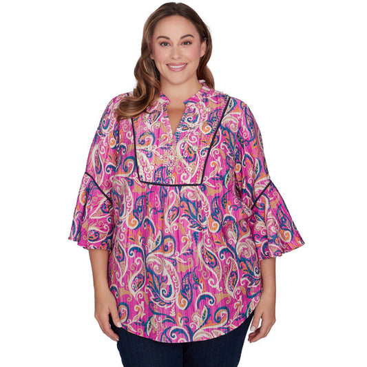 Plus Tapestry Paisley Voile Top Dahlia Multi - Ruby Rd