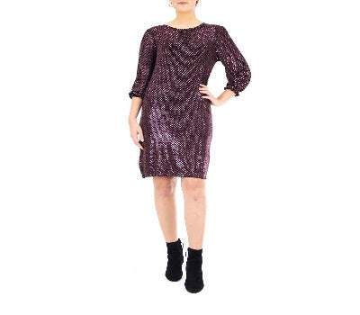 Dress Wine Black Glitter  - Nina Leonard